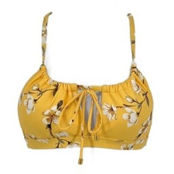Swimsuit Classic Style Dogwood Floral Bikini Set in Yellow and White Size Small - Picture 2 of 9